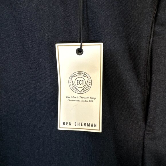 NWT Ben Sherman Pants Black Wool Classic Trousers EC1 Slim Fit Business W32 L34 - Picture 3 of 7